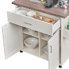 Gulches Deluxe Mobile Kitchen Island Cart with Water-Resistant Top, Storage Cabinets, Towel & Spice Rack, 45¡± W x 15.3¡± D x 35.25¡± H - 4 of 4
