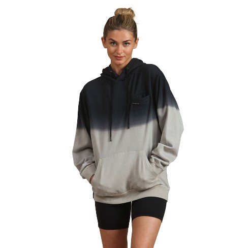 Members Only Women's Ombre Pullover Oversized Hooded Sweatshirt - Grey -  Small