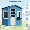 Wooden Kids Playhouse Cottage with Chalkboard, Outdoor Indoor Cottage Toddler Playhouse with Windows, Flowerpot Holders and Working Door - 2 of 4