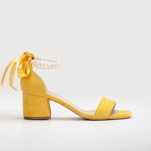 Illy - Yellow Suede Sandals with Pearls | Forever & Always Shoes - 1 of 4