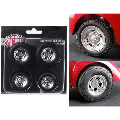 Polished Drag Wheels and Tires 4 pcs Set from 1941 Gasser 1/18 by Acme