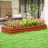 Outsunny 95" x 36" x 12" Galvanized Raised Garden Bed, Metal Elevated Planter Box, Easy DIY and Cleaning for Growing Flowers, Herbs, Natural Wood - 3 of 4