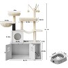 2-in-1 Modern Cat Tree w/ Hidden Litter Box Enclosure - Wooden Tower w/ Condo, Hammock, Scratching Post, Perch & Removable Toys - 2 of 4