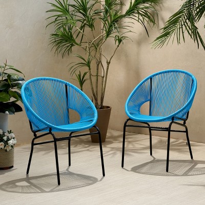 VYNXARIA Modern Blue Woven Chair Set - Perfect for Your Balcony