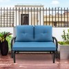 Tangkula 2-Person Outdoor Patio Glider Bench Swing Seat Bench w/ Seat & Back Cushions - 3 of 4