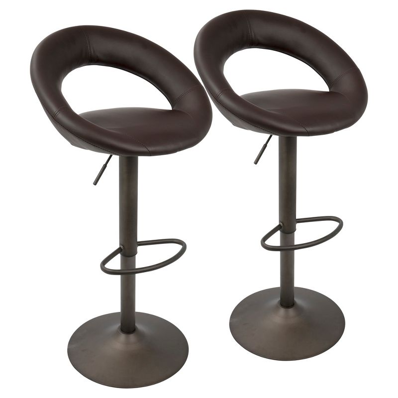 Set of 2 Metro Barstool Brown with Antique Frame - Lumisource, 1 of 11