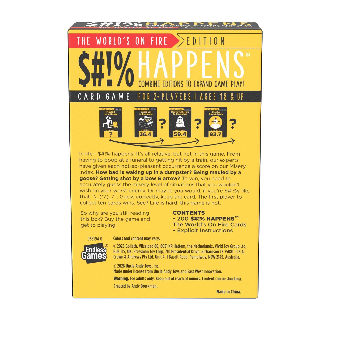 Детские настольные игры Endless Games $#!% Happens - The World's on Fire Edition Board Game — фото 4