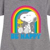 Girls' - Peanuts - Be Happy Rainbow Graphic Short Sleeve Fleece Dress - 2 of 4