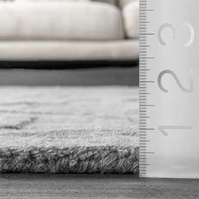 Handmade Hexagon Embossed 73'' Gray Wool Area Rug