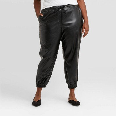 plus size leather jogger pants