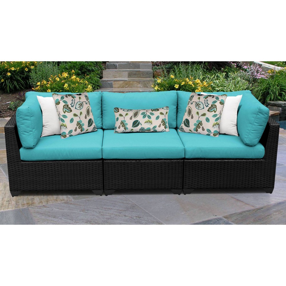 Belle 3pc Outdoor Wicker Sectional Sofa with Cushions – Aruba – TK Classics  – Patio and Outdoor​