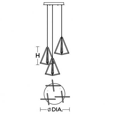Gianna Black Aluminum LED 3-Light Pendant
