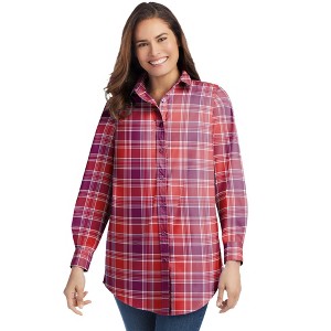 Woman Within Plus Size Perfect Long Sleeve Shirt - 1 of 4