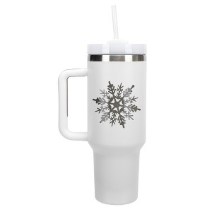 Elanze Designs Falling Snowflake Winter Snow Queen Wrap-Around 40 Oz. Stainless Steel Water Bottle Coffee Mug, Spill & Leak Resistant, Travel Tumbler - 1 of 4