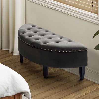 Caspar Storage Bench with Solid wood Legs| ART OF LIVING DESIGNS-GREY