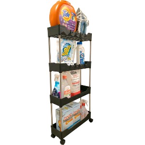 5 Star Super Deals Slim Rolling Storage Cart w/ 4 Tiers - Narrow Slide Out Shelving Utility Cart - Mobile & Modular Pull Out Storage Solution - 1 of 4