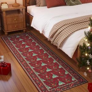 Washable Christmas Rug Xmas Tree Floor Mats with Non-Slip Backing, Kitchen - 1 of 4