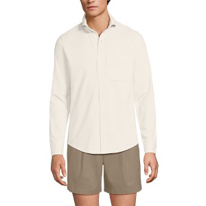 Lands' End Men's Long Sleeve Knit Travel Kit Oxford Shirt - 1 of 3