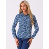 Allegra K Women's Point Collar Long Button Sleeve Button Down Floral Shirt - 3 of 4