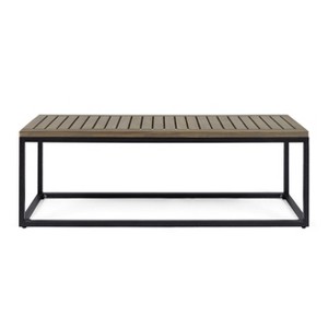 Christopher Knight Home Jeco 54" Outdoor Acacia Wood Bench, Gray/Black - 1 of 4