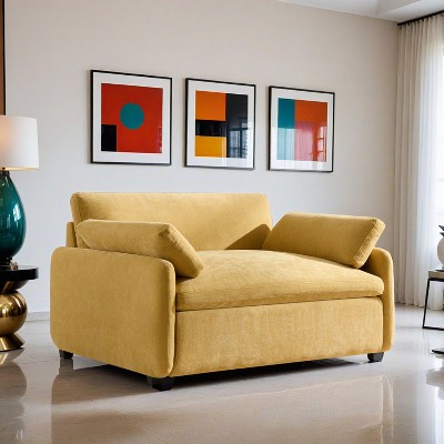 50*43" Oversized Chenille Single Sofa Chair,Wide and Deep Seat Accent Chair,Modern Upholstered Comfy Armchair with Pillows - Leovsnove