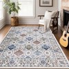 Machine Washable Vintage Floral Printed Area Rug Low Pile Non Slip Stain Resistant Oriental Medallion Design Boho Floor Rug for Living Room Bedroom - 2 of 4