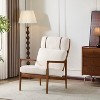 TiramisuBest Mid-Century Modern Accent Armchair with High Back, Walnut Solid Wood Frame & Light Gray Cushions,Lounge Chair for Living or Bedroom - 4 of 4