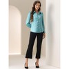 INSPIRE CHIC Women's Puff Long Sleeve Point Collar Vintage Button Work Satin Shirt - 3 of 4