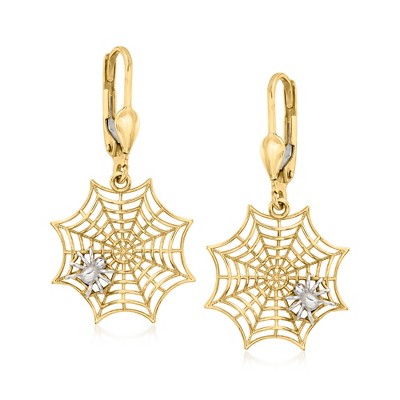 Ross-Simons 14kt 2-Tone Gold Spiderweb Drop Earrings
