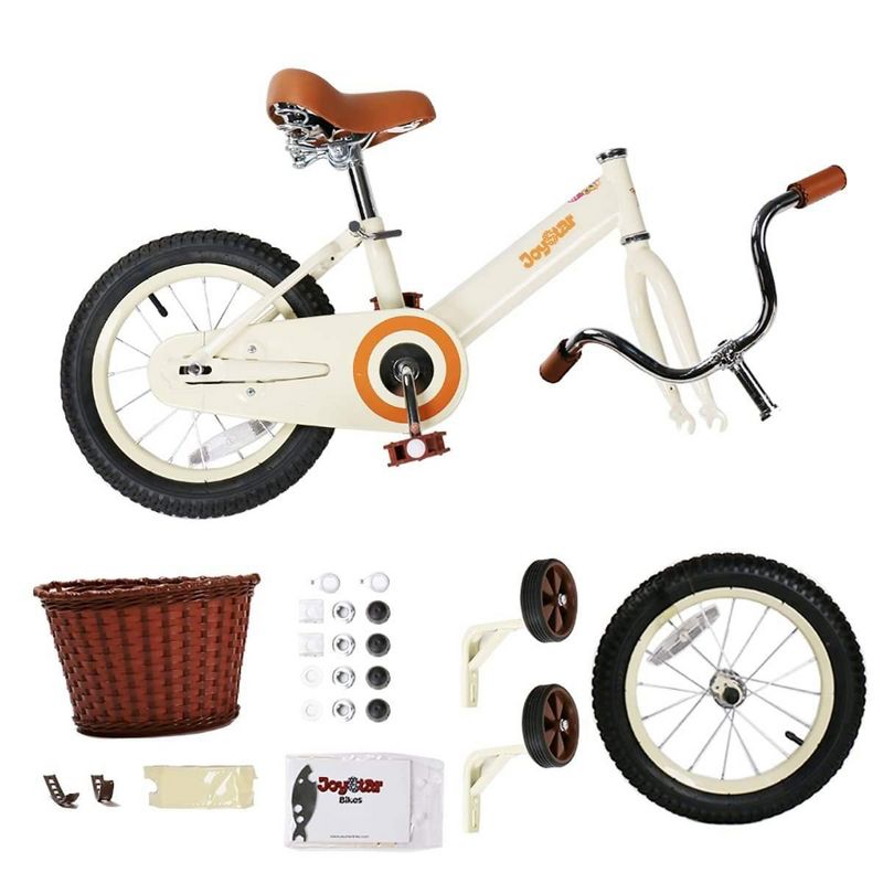 Joystar Vintage Training Wheel Basket Bicycle, Ages 2 to 7, Bike for Any Kid, Boy or Girl, 12 Inch Wheels, Ivory, 3 of 7
