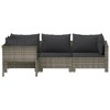 vidaXL Patio Lounge Set - 4 Pieces, Gray Poly Rattan, with Cushions, Durable, Weather-Resistant, Easy Assembly, Elegant and Contemporary Design - 4 of 4