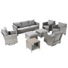 Sonkuki 8-Piece Patio Conversation Set with Swivel Rocking Chair and Side Table, Navy Blue Cushion - 2 of 4
