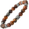 Steeltime Men's red tiger eye and hematite beaded stretch bracelet - 2 of 4