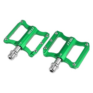 Unique Bargains Aluminum Alloy Rear Foot Peg Flat Pedal Footrests Fit 9/16 Inch Axles MTB Bike Black 1 Pair - 1 of 4