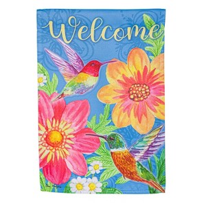 Colorful Hummingbird and Flowers Suede Garden Flag - 1 of 2