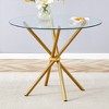 FURNIinspire Dining Tables Modern Round Glass Table with Gold Ring Shaped Legs for Dining Room and Kitchen, Gold, 36.6*36.6*29.5 - 2 of 4