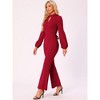 INSPIRE CHIC Women's Long Sleeve High Waist Elegant Party Bell Bottom Pants Jumpsuit - 4 of 4