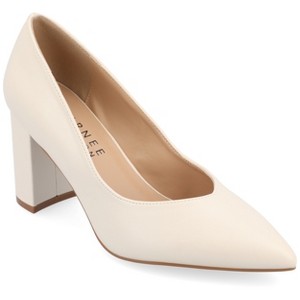 Journee Collection Women's Simonne Narrow Width SuperNatural Shades Block Heel Pointed Toe Pumps - 1 of 4