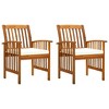 vidaXL Patio Dining Chairs Outdoor Patio Chair with Cushions Solid Wood Acacia - Cream 2 pcs - 2 of 4