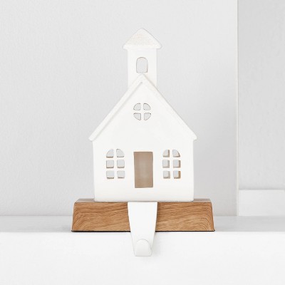 White & Brown Church Christmas Stocking Holder - Wondershop™