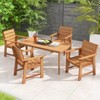 Costway 2/4 PCS Patio Hardwood Chair Wood Dining Armchairs Breathable Slatted Seat Garden - 2 of 4