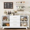 56 Inch Modern Sideboard Buffet Cabinet with Drawers, Fluted Glass Doors, Adjustable Shelves, for Kitchen, Dining Room, Coffee Bar Organization - 2 of 4