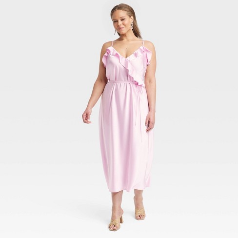 Women's Ruffle Midi Slip Dress - A New Day™ Pink Xxl : Target
