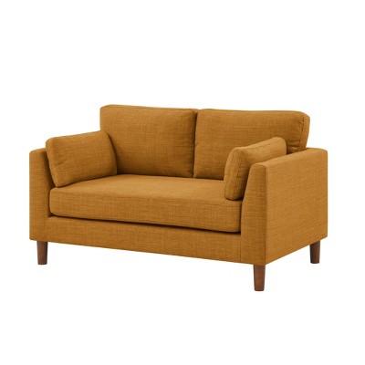 TiramisuBest 57" Orange Upholstered Loveseat With Solid Legs