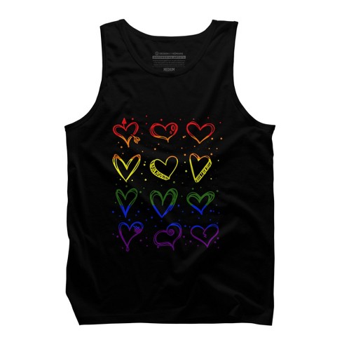Adult Design By Humans Rainbow Pride Hearts By Classmates Tank Top : Target