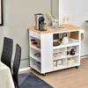 Costway Kitchen Island Trolley Cart on Wheels with Storage Open Shelves & Drawer White/Brown - 4 of 4