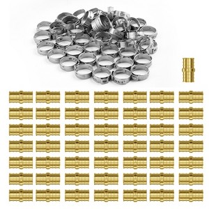 VEVOR Pipe Fittings, 3/4" 50PCS Brass Pipe Fittings, Clamp-style Straight-Through Pipe Connector Brass Air Fittings, Gold - 1 of 4