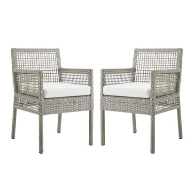 Modway Aura Dining Armchair Outdoor Patio Wicker Rattan Set of 2