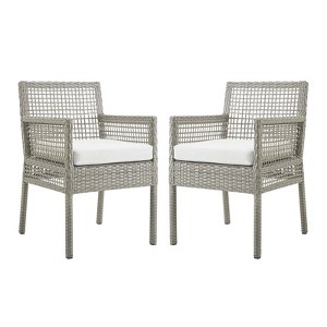 Modway Aura Dining Armchair Outdoor Patio Wicker Rattan Set of 2 - 1 of 4