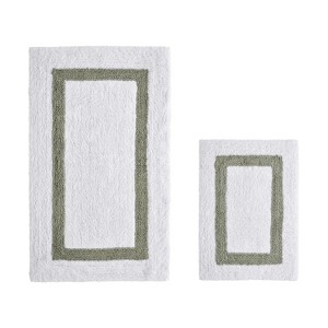 Hotel 2 PC Bath Rug 100% Premium Cotton Tufted Weave Two Tone Reversible Bathroom Rug, Super Soft Absorbent, Machine Washable Bath Mat - 1 of 4